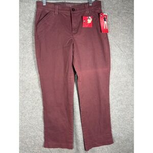 Lee Comfort Fit Straight Leg Pants Womens 12 Medium Burgundy Stretch No-Gap